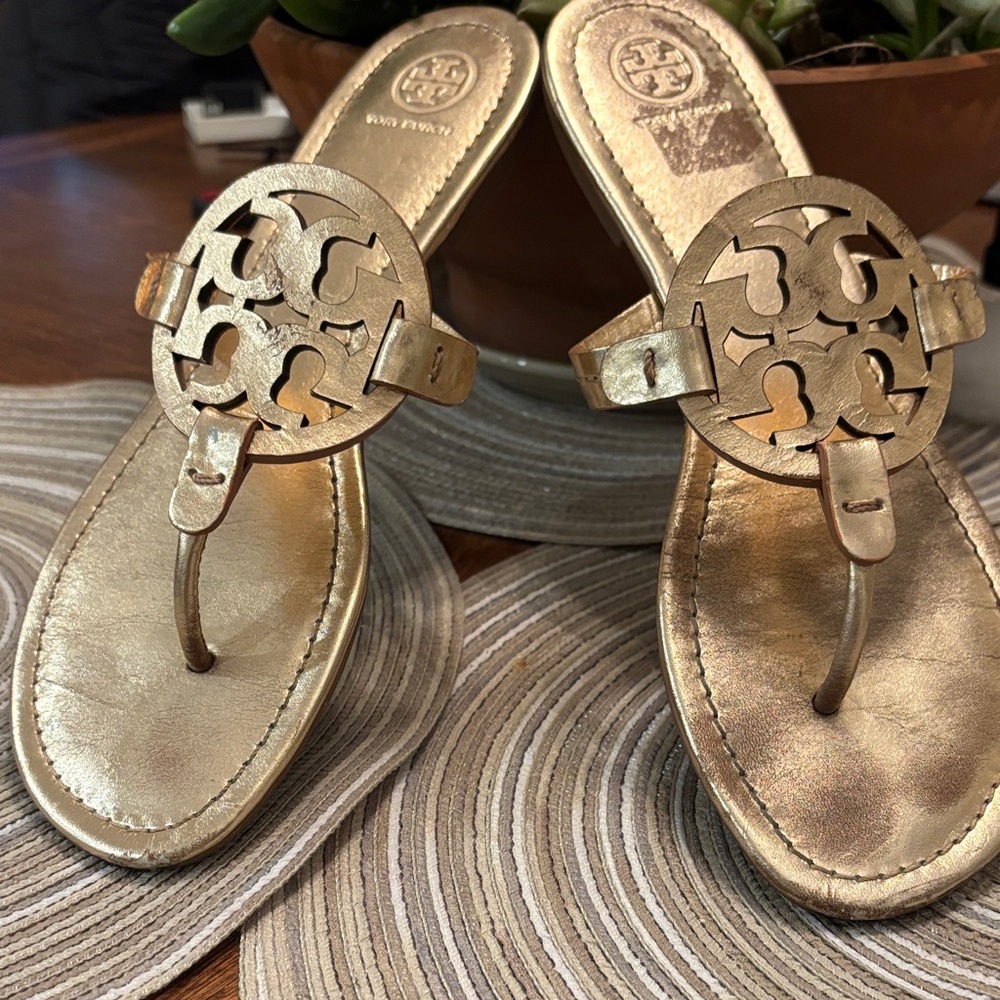 Tory Burch Miller Metallic Rose Gold Sandals